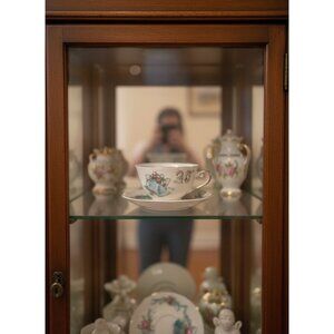25th Anniversary Porcelain Cup & Saucer Set With Blue Bell & Floral‎ Design